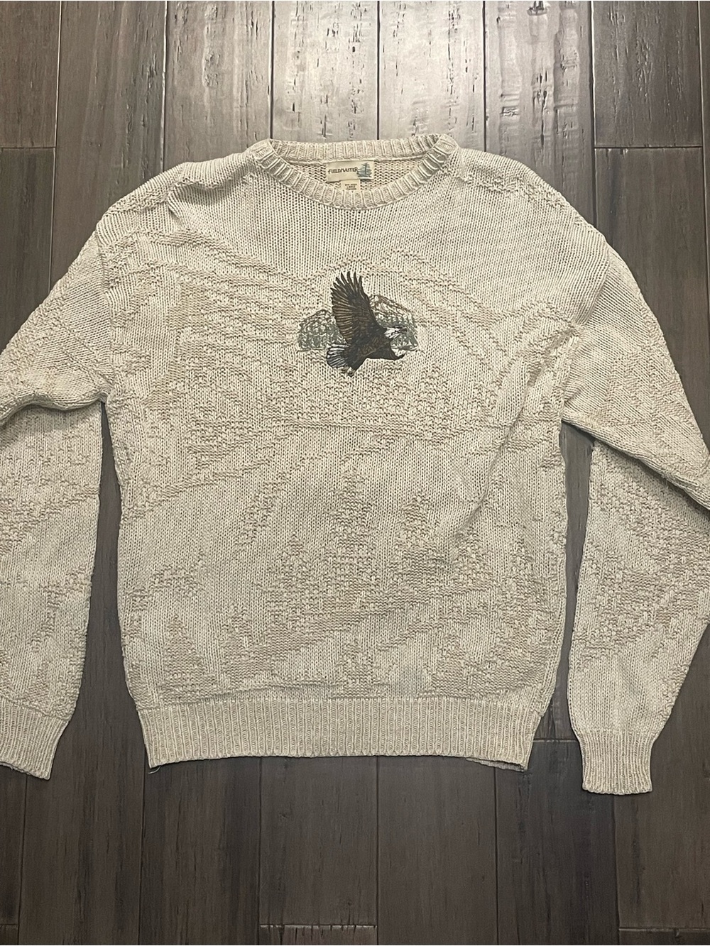 Vintage FieldMaster Bald Eagle Knit Sweater Mens Large USA Made Outdoors 90s